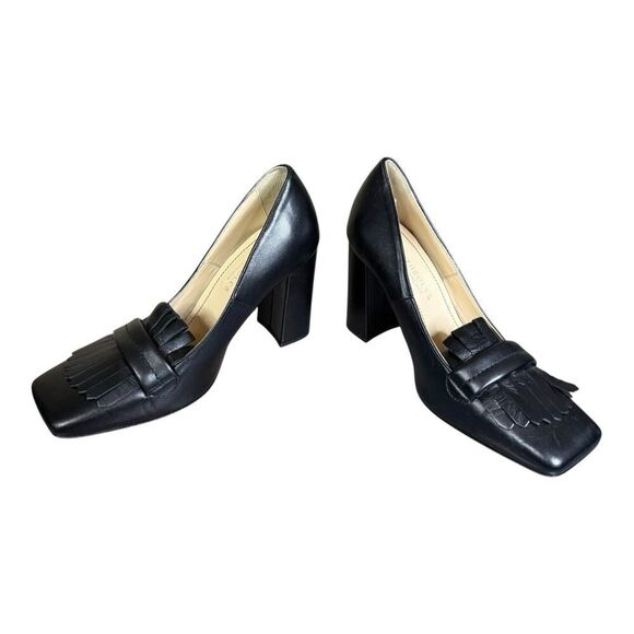 NEW Beautiisoles Made in Italy Women's Loretta Black Leather Fringe Pumps 8 - Picture 6 of 10